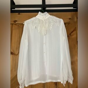 Insane Vintage Victorian clowncore sheer blouse
